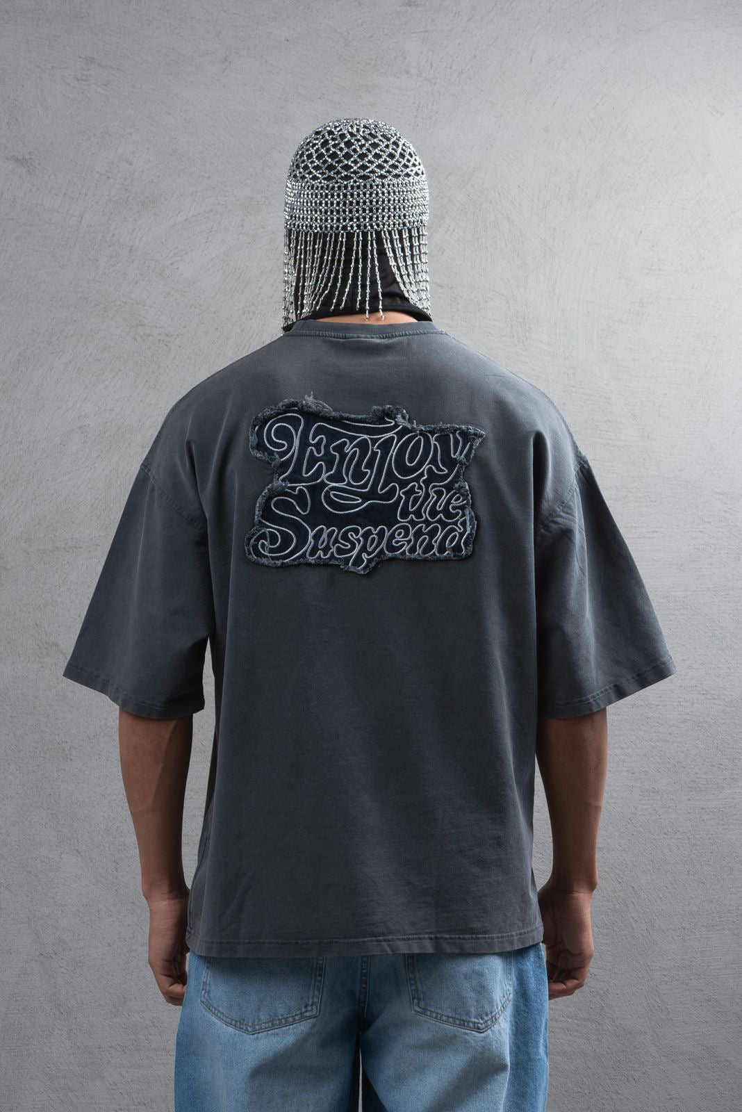 Enjoy the Suspend Baskılı Oversize Tshirt